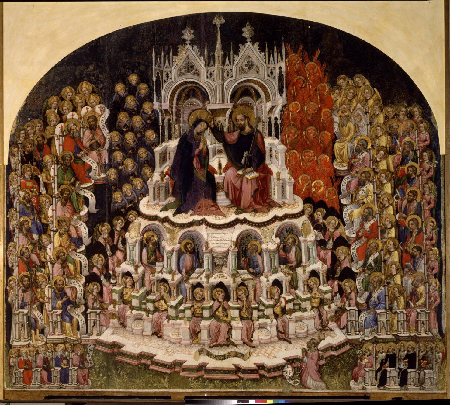 incoronazione di Maria Vergine in Paradiso, incoronazione di Maria Vergine (dipinto) di Jacobello del Fiore (prima metà sec. XV)