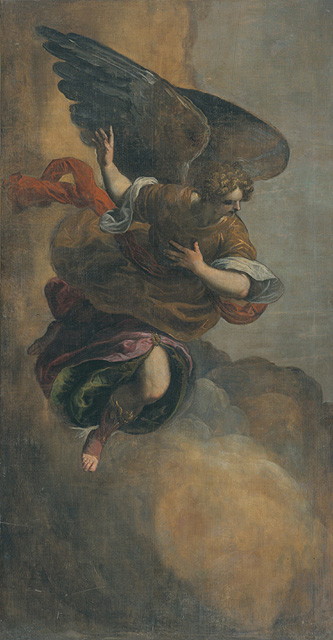 angelo annunciante (dipinto, opera isolata) di Negretti Jacopo detto Palma il Giovane (attribuito) (seconda metà sec. XVI)