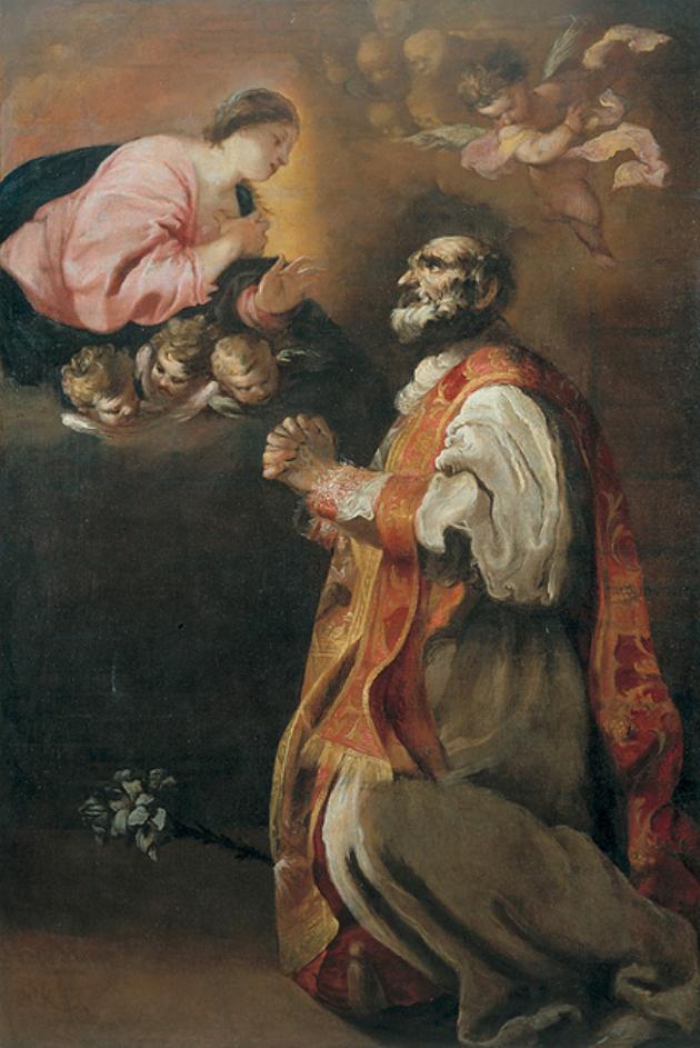 San Filippo Neri ha la visione della Madonna con Bambino (dipinto, opera isolata) di Maffei Francesco (metà sec. XVII)