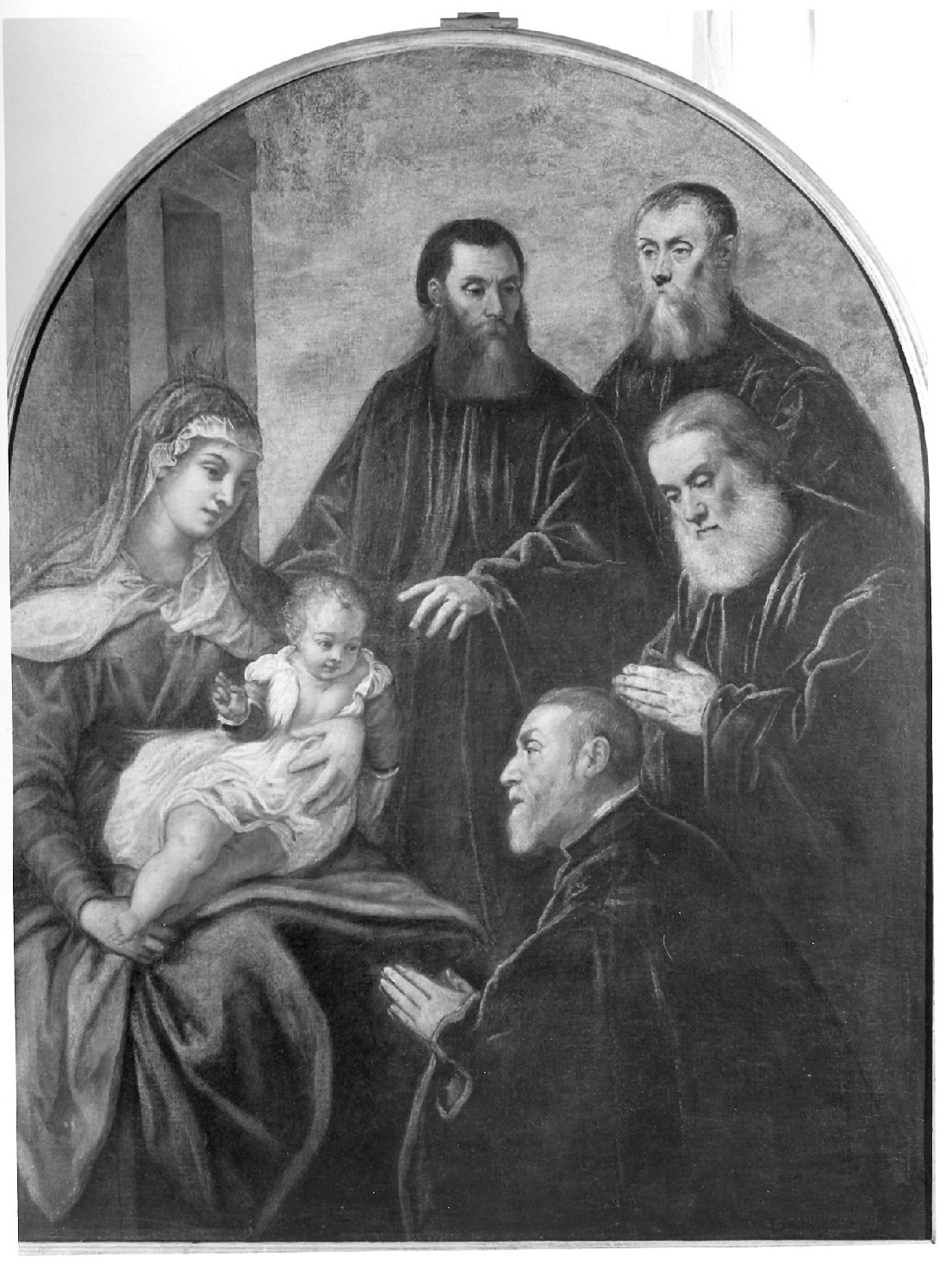 La Madonna col Bambino e quattro senatori, Madonna con Bambino (dipinto, opera isolata) di Robusti Jacopo detto Jacopo Tintoretto (attribuito) (sec. XVI)