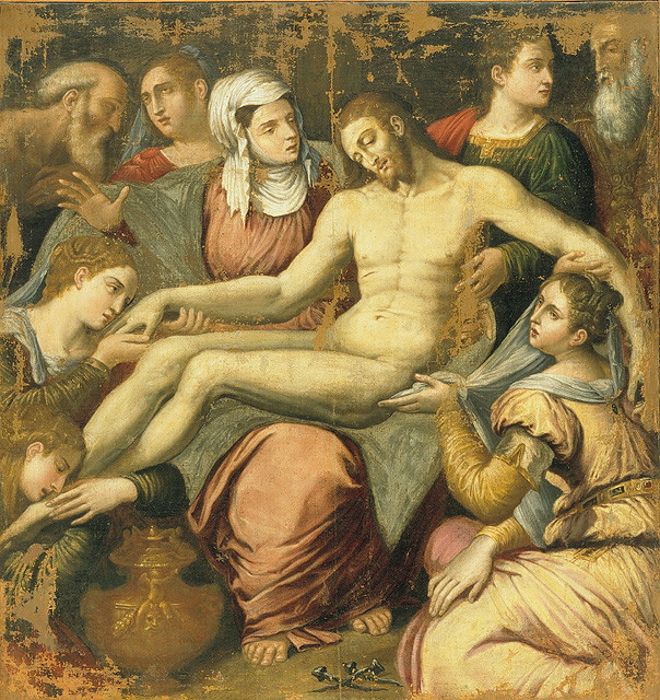 Cristo in pietà (dipinto, opera isolata) - ambito italiano (seconda metà sec. XVI)