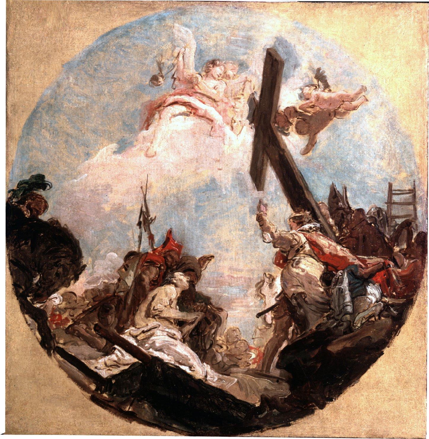 La scoperta della vera Croce e sant'Elena, Sant'Elena ha la visione della vera croce trasportata dagli angeli (dipinto) di Tiepolo Giovanni Battista (sec. XVIII)