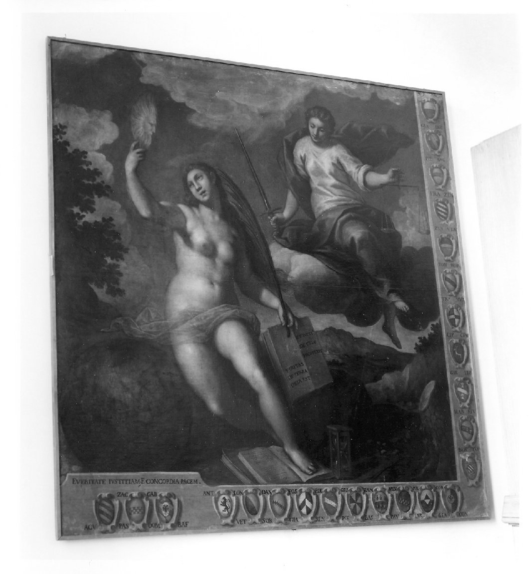 La Verità e La Giustizia, figure allegoriche femminili (dipinto, opera isolata) di Negretti Jacopo detto Palma il Giovane (attribuito) (secc. XVI/ XVII)