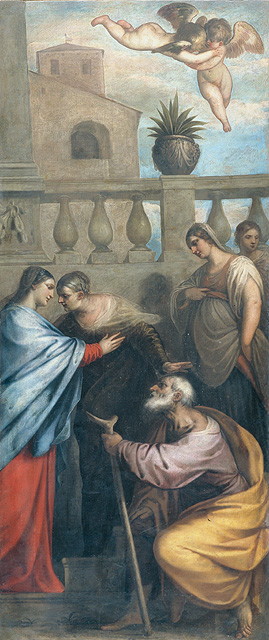 visitazione (dipinto, opera isolata) di Varotari Alessandro detto Padovanino (attribuito) (prima metà sec. XVII)