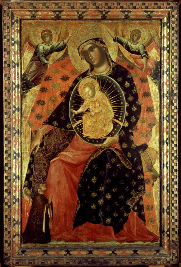 Madonna in trono col Bambino e due committenti, Madonna con Bambino e devoti (dipinto) di Paolo Veneziano (sec. XIV)