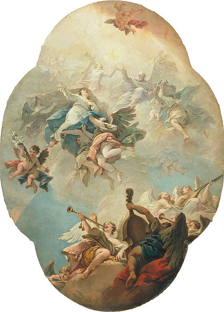 incoronazione di Maria Vergine (dipinto, opera isolata) di Marieschi Jacopo (attribuito) (sec. XVIII)
