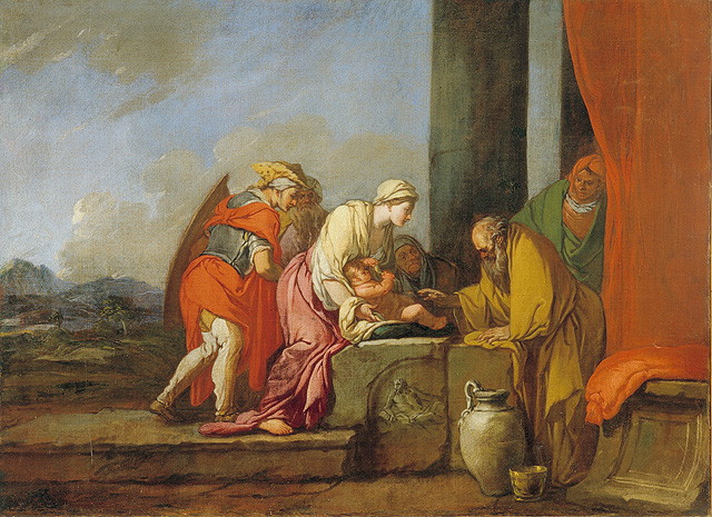 Narciso presentato a Tiresia (dipinto, opera isolata) di Carpioni Giulio (attribuito) (metà sec. XVII)