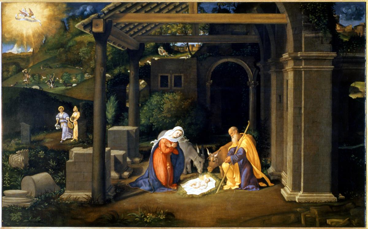 natività di Gesù (dipinto) di Previtali Andrea detto Cordeliaghi (sec. XVI)
