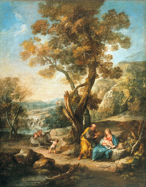 Paesaggio col riposo in Egitto, riposo nella fuga in Egitto (dipinto, opera isolata) di Zuccarelli Francesco (sec. XVIII)