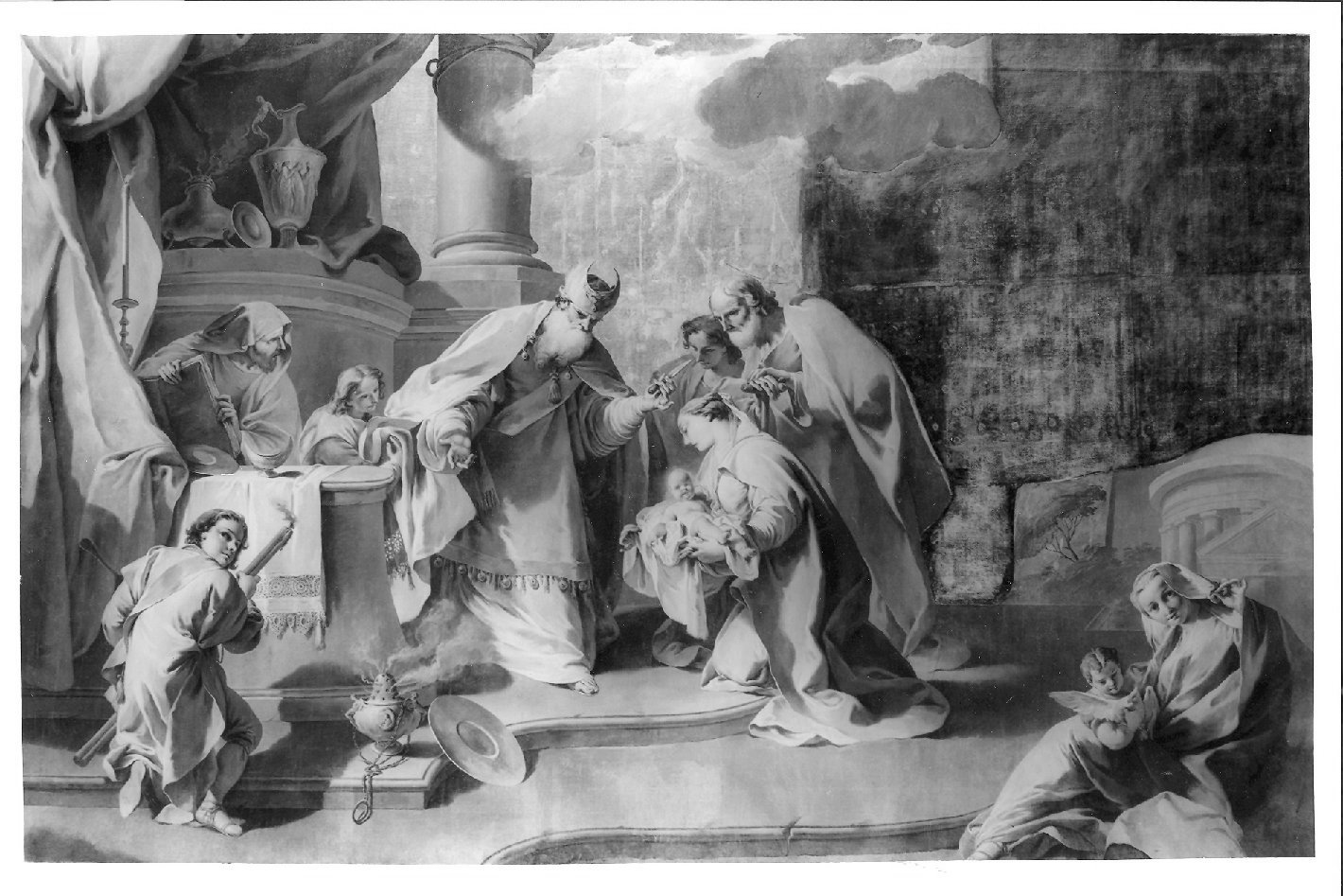 presentazione di Gesù al tempio (dipinto, frammento) di Pittoni Giovanni Battista (sec. XVIII)