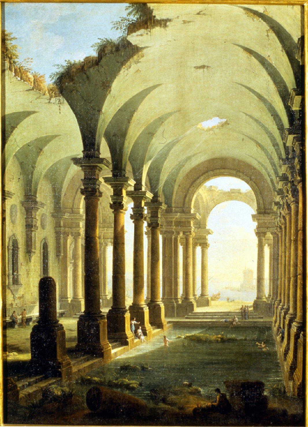 Prospettiva di antiche terme, architettura illusionistica (dipinto) di Joli Antonio (sec. XVIII)