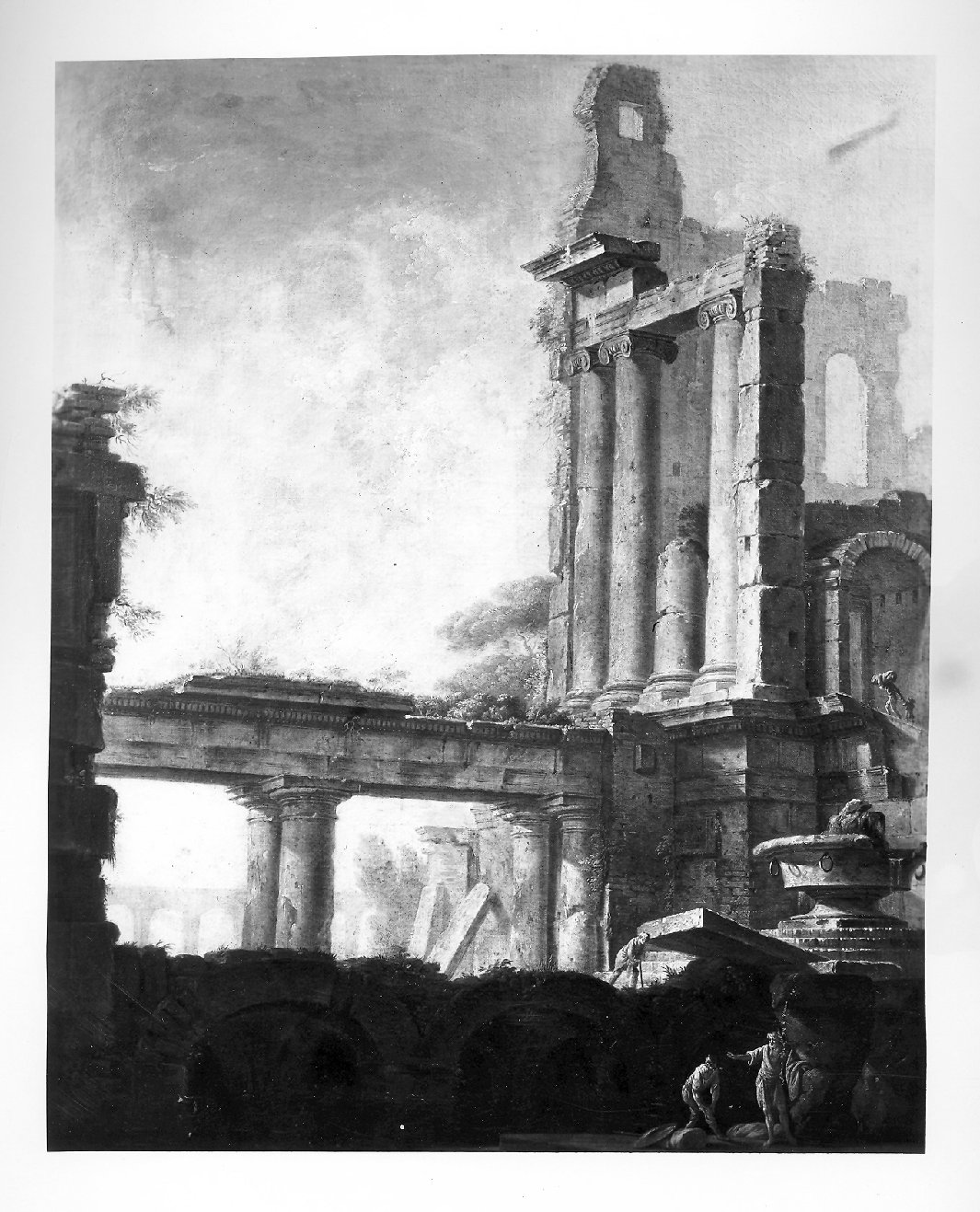 paesaggio con rovine (dipinto, opera isolata) di Pannini Giovanni Paolo (scuola) (sec. XVIII)