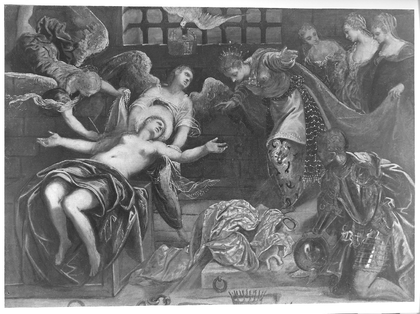 Santa Caterina d'Alessandria riceve in carcere la visita dell'imperatrice Faustina (dipinto, opera isolata) di Robusti Jacopo detto Jacopo Tintoretto (bottega) (sec. XVI)