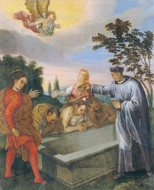San Sebastiano assiste al battesimo di tre pagani, San Sebastiano (dipinto, opera isolata) - ambito veronese (sec. XVI)