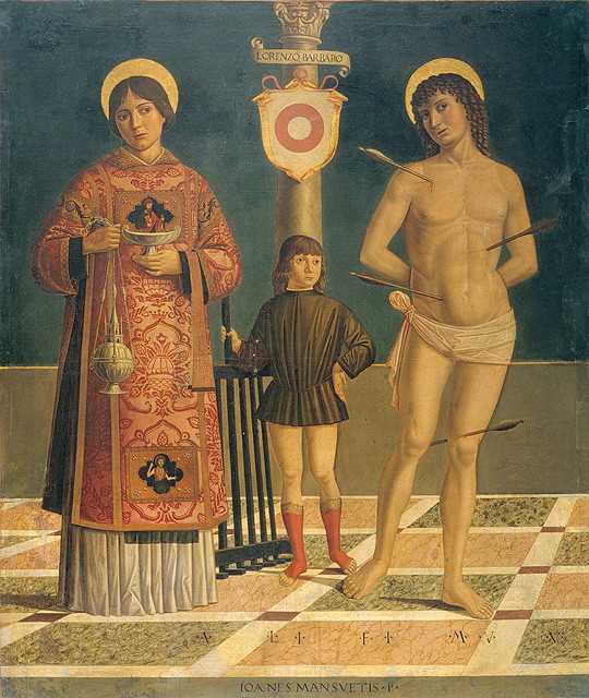San Lorenzo Martire e San Sebastiano, Santi (dipinto, opera isolata) di Mansueti Giovanni (attribuito) (primo quarto sec. XVI)