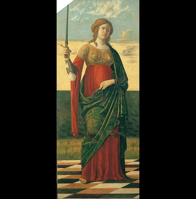 La Giustizia (dipinto, elemento d'insieme) di Cima Giovanni Battista detto Cima da Conegliano (bottega) (primo quarto sec. XVI)