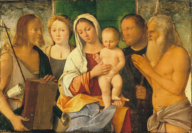 Madonna con Bambino e Santi (dipinto, opera isolata) di Bissolo Francesco (attribuito) (prima metà sec. XVI)