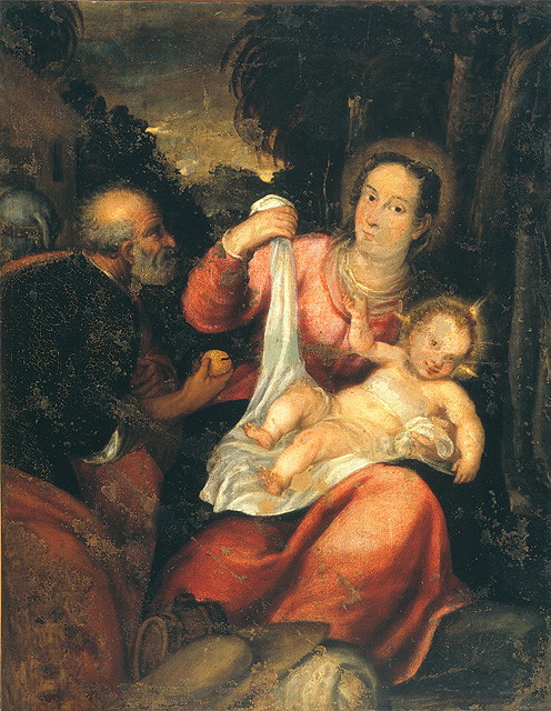Sacra Famiglia (dipinto, opera isolata) - ambito veneto (sec. XVII)