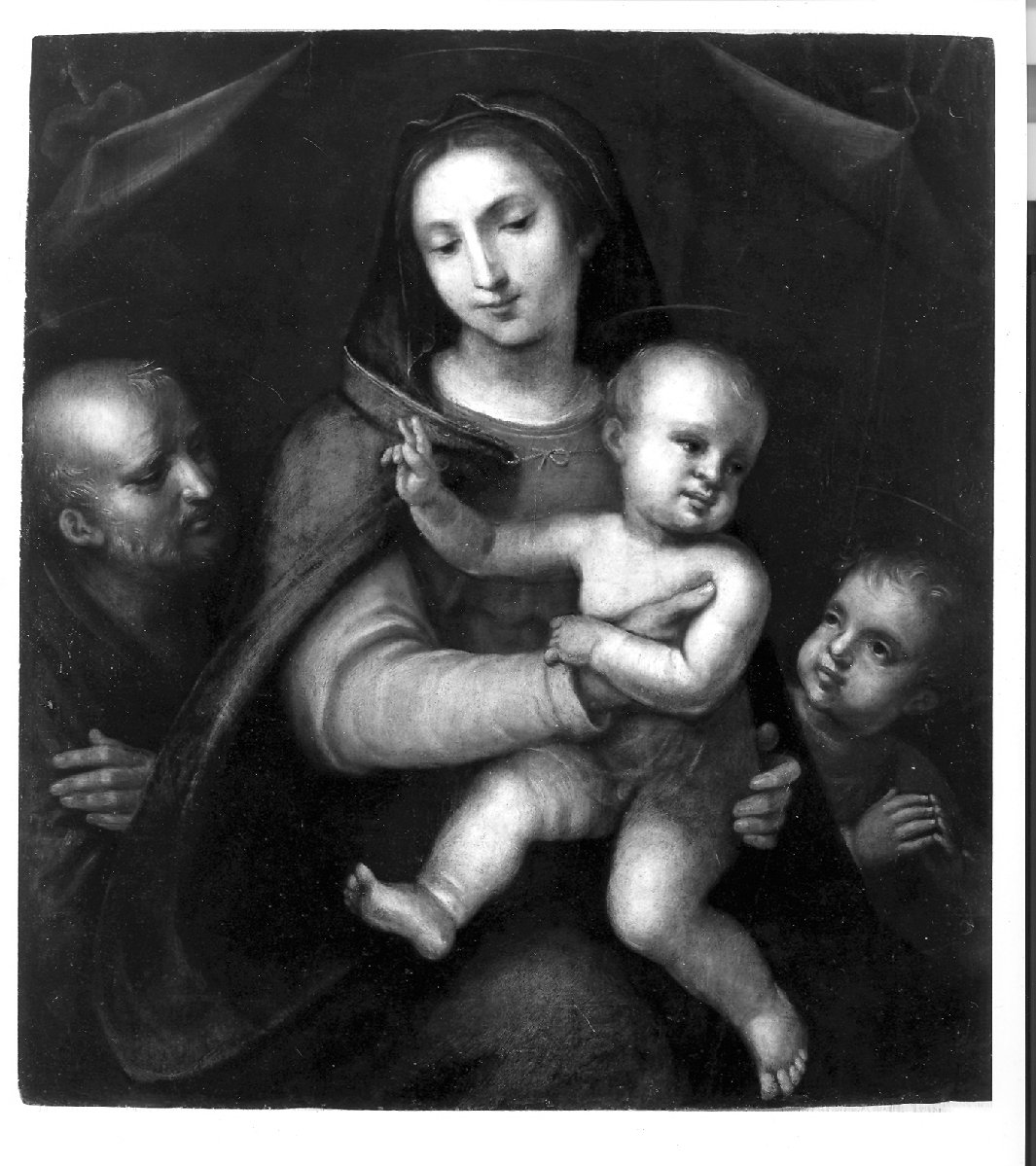 Sacra Famiglia con San Giovanni Battista bambino (dipinto, opera isolata) di Paolino da Pistoia (attribuito) (prima metà sec. XVI)