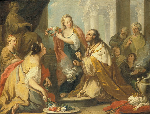 Salomone adora gli idoli (dipinto, opera isolata) di Amigoni Jacopo (bottega) (sec. XVIII)