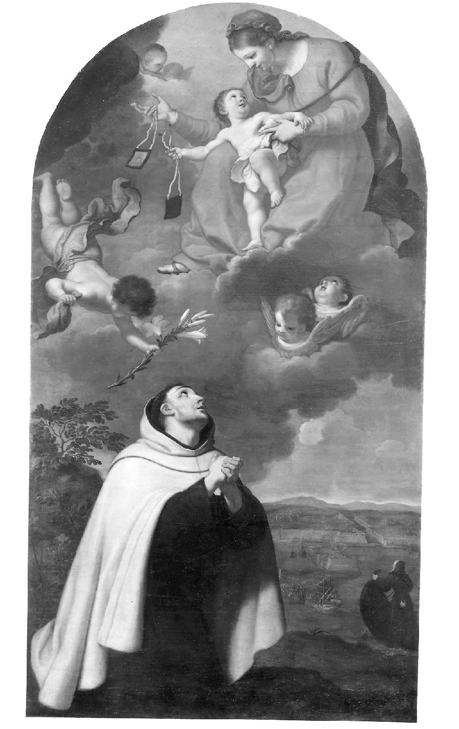 San Giovanni della Croce e la Madonna del Carmelo, Madonna del Carmelo (dipinto, opera isolata) di Letterini Bartolomeo (attribuito) (inizio sec. XVIII)