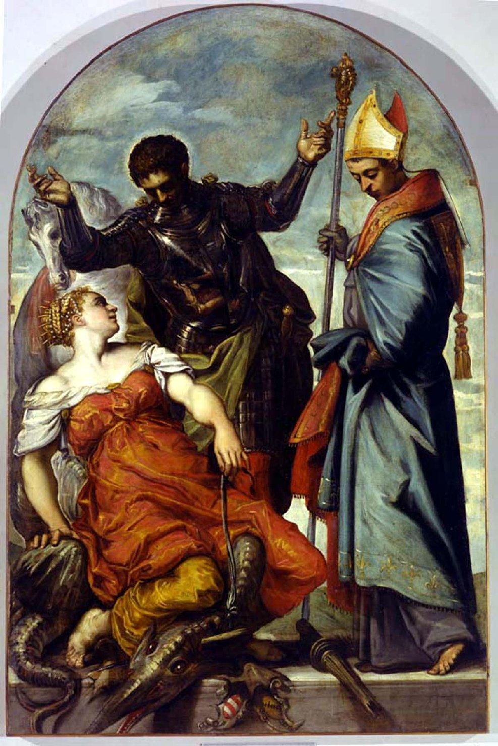 San Luigi San Giorgio e la principessa (dipinto) di Robusti Jacopo detto Jacopo Tintoretto (sec. XVI)