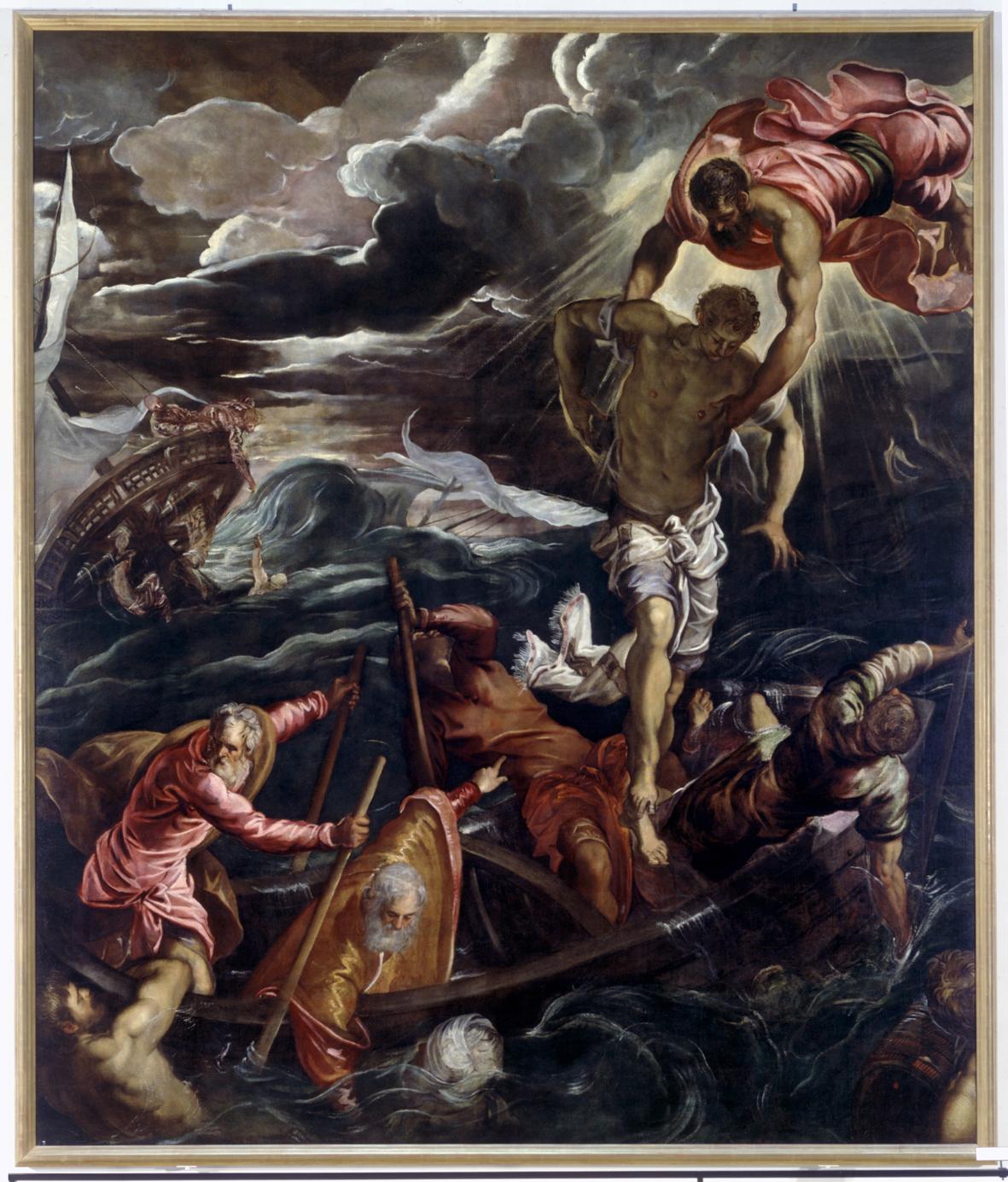 San Marco salva un saraceno da un naufragio, San Marco e il miracolo del saraceno (dipinto) di Robusti Jacopo detto Jacopo Tintoretto (sec. XVI)
