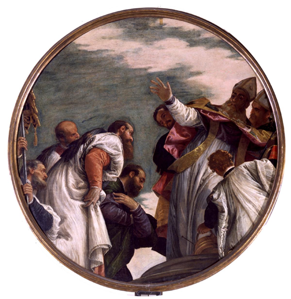 San Nicolo' accolto vescovo di Myra, San Nicolò riconosciuto vescovo di Myra (dipinto) di Caliari Paolo detto Veronese (sec. XVI)