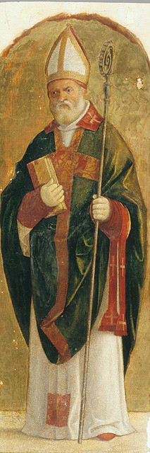 Sant'Agostino (dipinto, opera isolata) di Cima Giovanni Battista detto Cima da Conegliano (bottega) (seconda metà sec. XV)