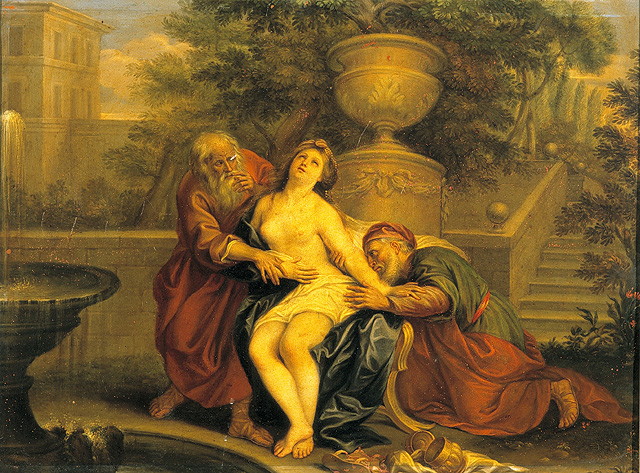 Susanna e i vecchi (dipinto, opera isolata) - ambito francese (secc. XVII/ XVIII)