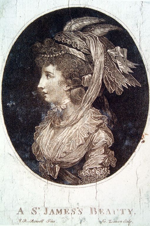 donna a mezzo busto di profilo (stampa smarginata) di Zancon Gaetano, Benwell John Hodges (fine/inizio secc. XVIII/ XIX)
