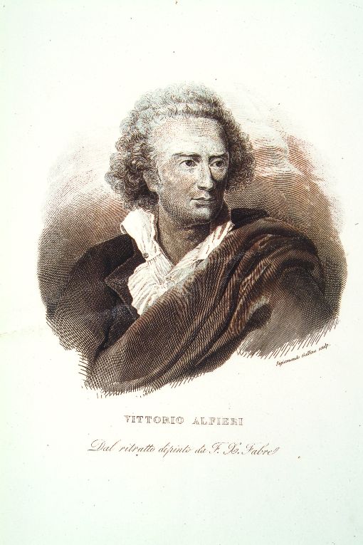 ritratto di Vittorio Alfieri (stampa) di Gallina Sigismondo, Fabre Francois Xavier (prima metà sec. XIX)