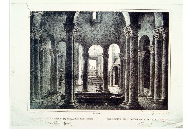 interno della chiesa di S. Maria Maggiore a Nocera (stampa) di Dura Gaetano, Gigante Giacinto (sec. XIX)