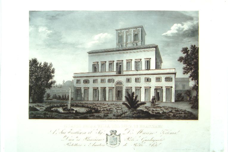 veduta della villa del Duca di Bracciano (stampa) di Cleter Gregorio, Cacchiatelli Paolo (sec. XIX)