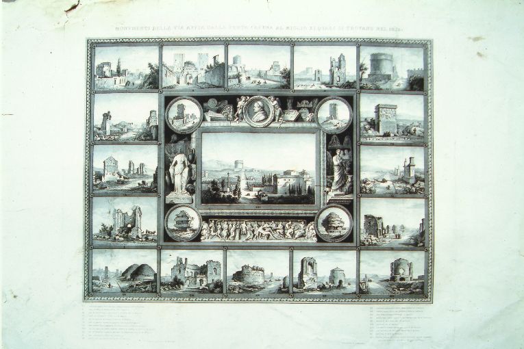 monumenti romani della Via Appia (stampa) di Cleter Gregorio, Cacchiatelli Paolo, Marchi Vincenzo (sec. XIX)