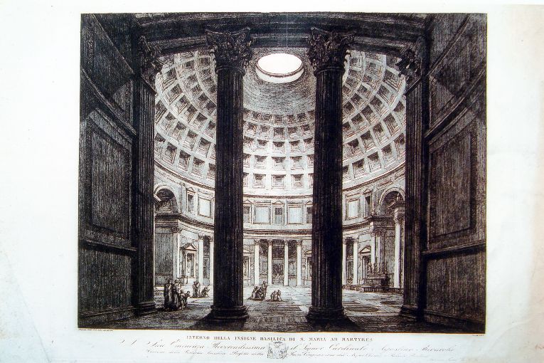interno del Pantheon a Roma (stampa) di Sarti Antonio (sec. XIX)