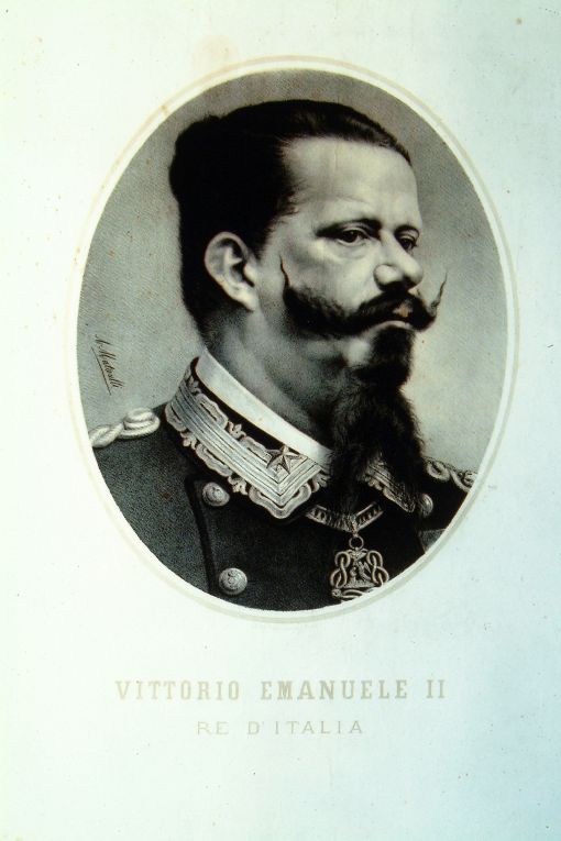 ritratto di Vittorio Emanuele II (stampa) di Matarelli Adolfo (seconda metà sec. XIX)