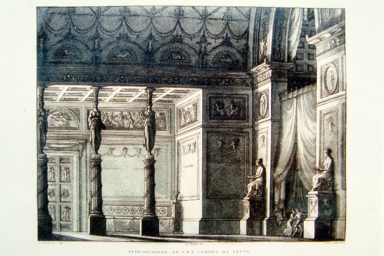 ingresso ad una camera da letto (stampa) di Basoli Francesco, Basoli Luigi, Basoli Antonio, Sandri Gaetano (sec. XIX)