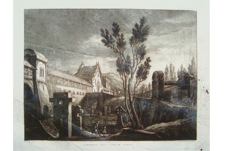 cimitero danese (stampa) di Basoli Francesco, Basoli Luigi (sec. XIX)