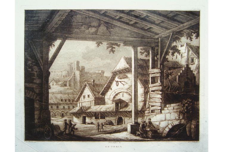 veduta di osteria (stampa) di Basoli Francesco, Basoli Luigi, Basoli Antonio, Candeglieri P (sec. XIX)