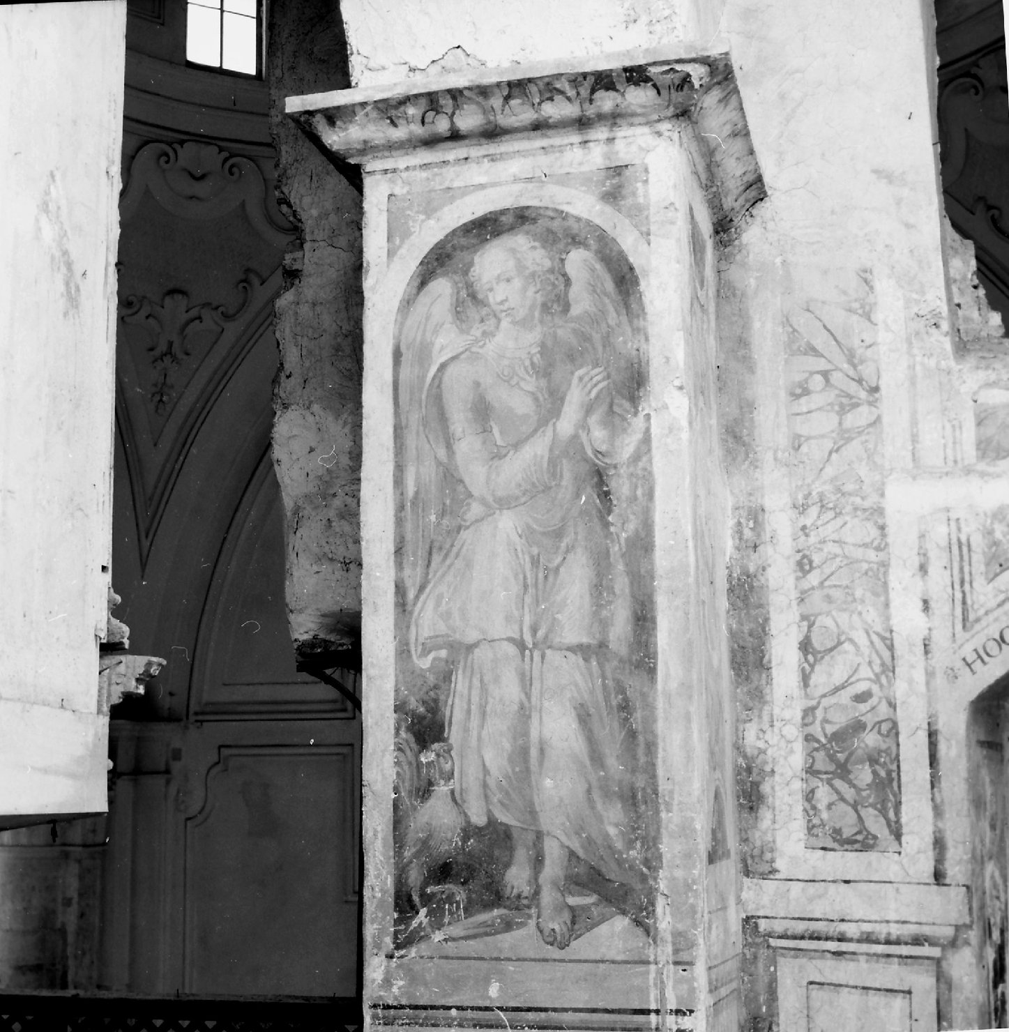 angelo con simbolo della passione: gallo (dipinto, elemento d'insieme) di Bordone Andrea (attribuito) (secc. XVI/ XVII)