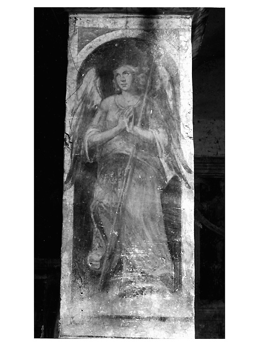 angelo con strumento della passione: lancia (dipinto) di Bordone Andrea (attribuito) - ambito Italia meridionale (secc. XVI/ XVII)