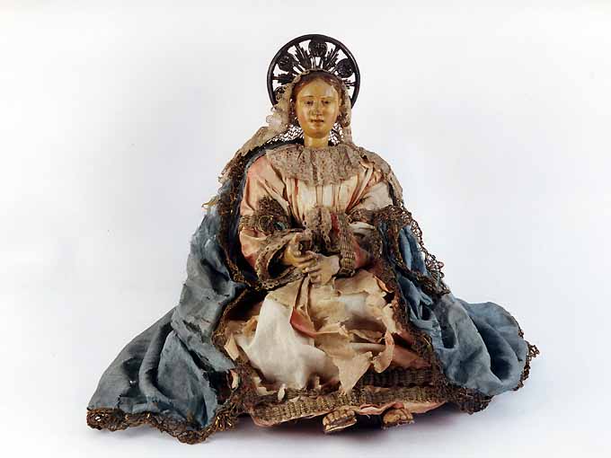 Madonna in adorazione di Gesù Bambino (statuetta di presepio, opera isolata) - ambito napoletano (sec. XIX)