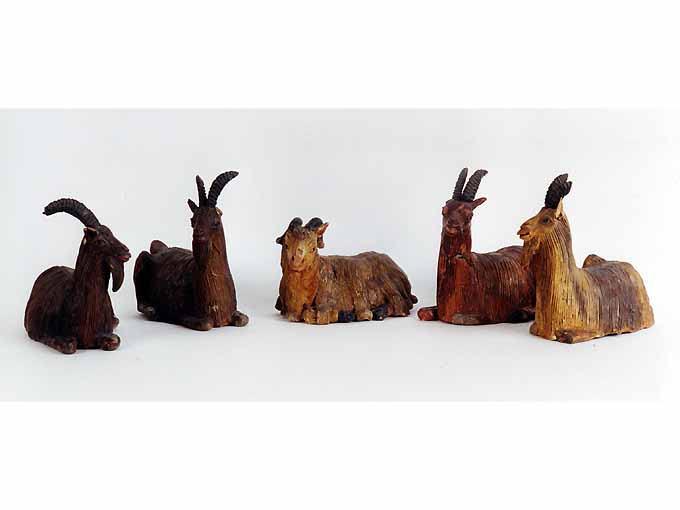 gregge di ovini sdraiati (statuetta di presepio, insieme) - produzione Italia meridionale (prima metà sec. XIX)