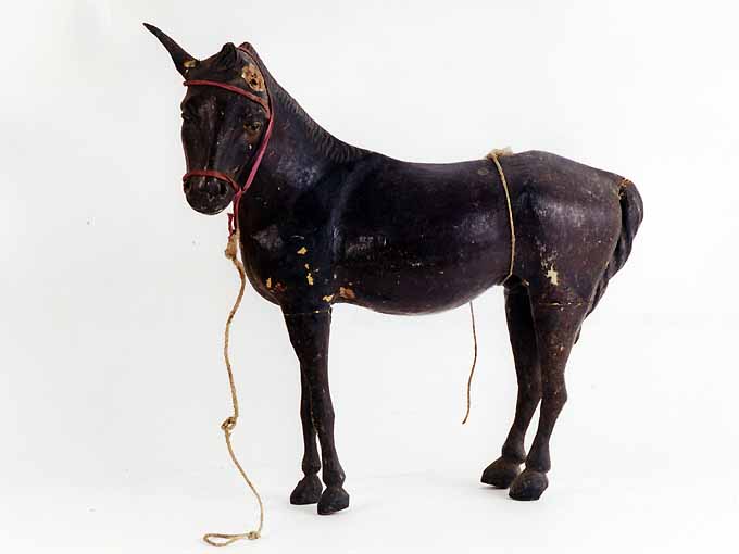 asino (statuetta di presepio, opera isolata) - produzione Italia meridionale (sec. XIX)