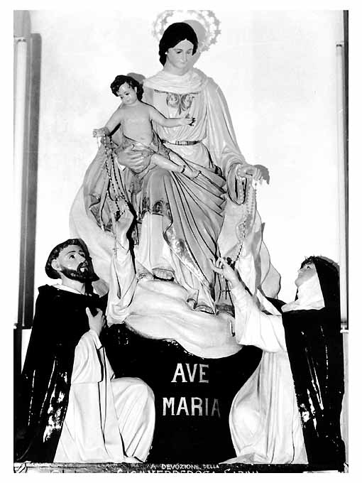 Madonna del Rosario con San Domenico e Santa Rosa da Lima (gruppo scultoreo, opera isolata) - manifattura leccese (prima metà sec. XX)