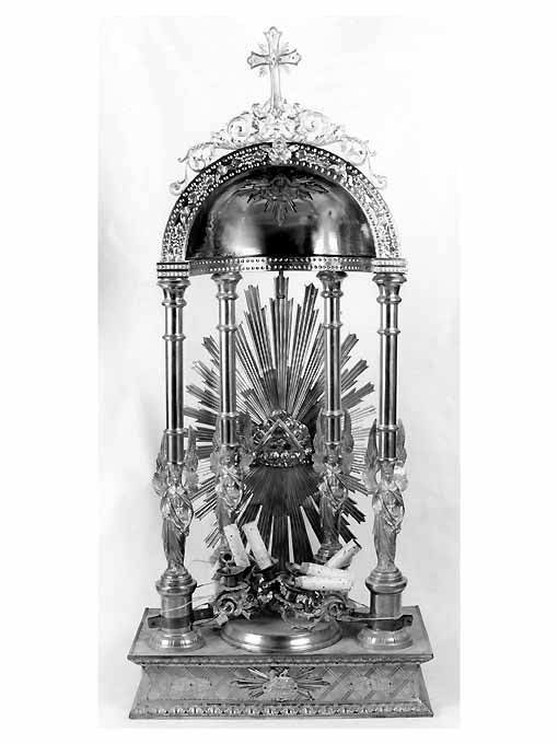 tronetto per esposizione eucaristica - a tempietto - ambito Italia meridionale (prima metà sec. XX)