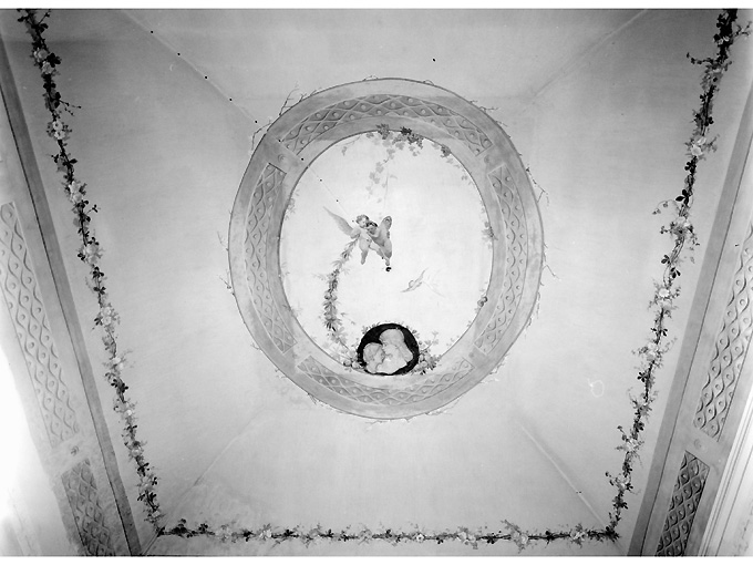 motivi decorativi vegetali con putti alati (dipinto) di Flora Agesilao (sec. XX)