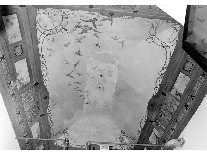 motivi decorativi floreali con uccelli (dipinto) di Flora Agesilao (sec. XX)