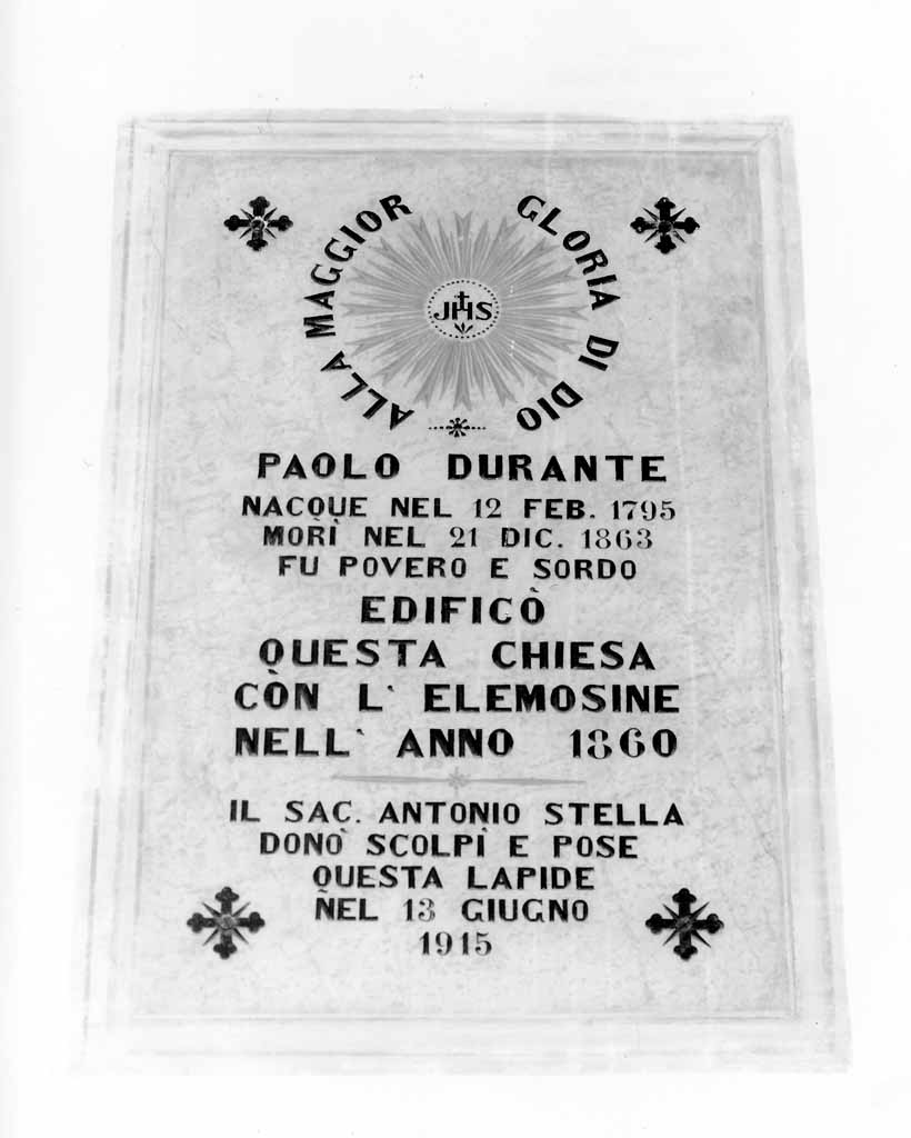 lapide documentaria - ambito salentino (sec. XX)